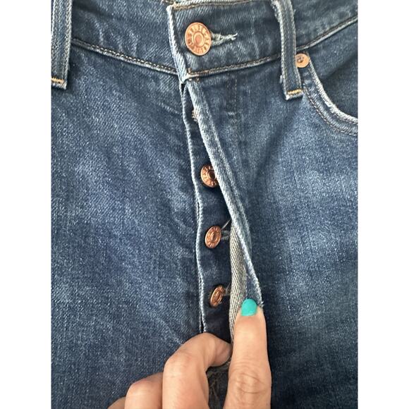 AGOLDE 27 High Rise Straight Crop Raw Hem Button Fly Denim Jeans Stretch EUC - Picture 6 of 11